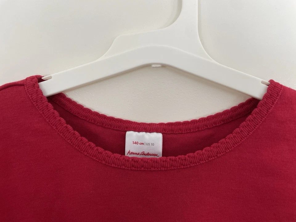 Camiseta Hanna Andersson Niño Niña Roja Sólida 100% Algodón Pima Cuello Redondo Manga Larga 10 Foto 3 de 4