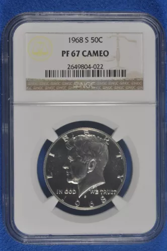 1968 S 40% Silver Kennedy Half Dollar NGC PF 67 CAMEO 40% Silver