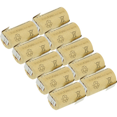 10x XCell Sub-C Hochleistungsakku mit Z- Lötfahne - 1,2V 2000 mAh Ni-CD