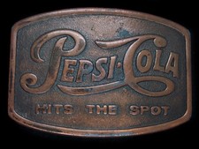 TF15159 VINTAGE 1970s PEPSI-COLA HITS THE SPOT SODA FOUNTAIN BELT BUCKLE