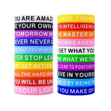 20 Pieces Motivational Quote Rubber Wristbands Colored Inspirational Silicone...