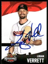 2022 Rochester Red Wings LOGAN VERRETT Signed Card autograph auto NATIONALS METS