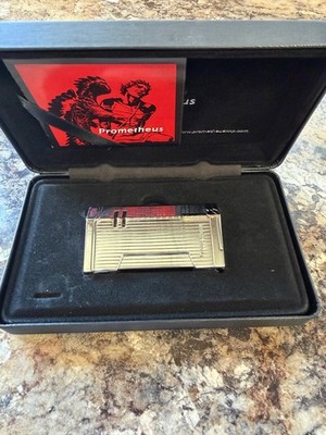 PROMETHEUS MAGMA X CIGAR LIGHTER Chrome Vertical Lines NIB