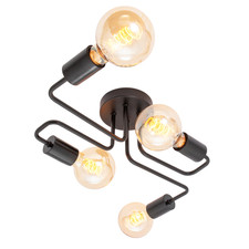 Industrial Vintage Styled Matte Black Ceiling Light with Looping Arms by Happ...