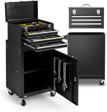 Carrello Porta Attrezzi Officina in Metallo - Banco Da Lavoro Mobile Con 3 Casse