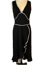 ABS 90 s Ruffled Asymmetrical Edge Ruffled Dr...
