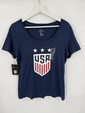 NEW Nike United States Soccer T-Shirt Womens Medium Blue USMNT USA Football FIFA