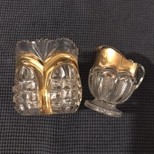 Vintage EAPG Creamer and Open Sugar Bowl Clea...