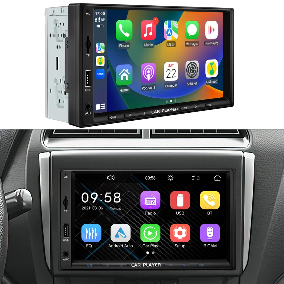 Double 2 Din 7” Car Stereo Touch Screen Car Radio Apple CarPlay Android Auto BT - Image 2 of 4