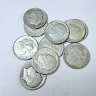 ROOSEVELT SILVER DIMES, LOT OF 10, 90% SILVER CIRCULATED COINFREE SHIPPING #9849