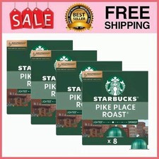 4 Box Starbucks, Pike Place Roast, Medium Roast Nespresso Pods, 8 Ct Box