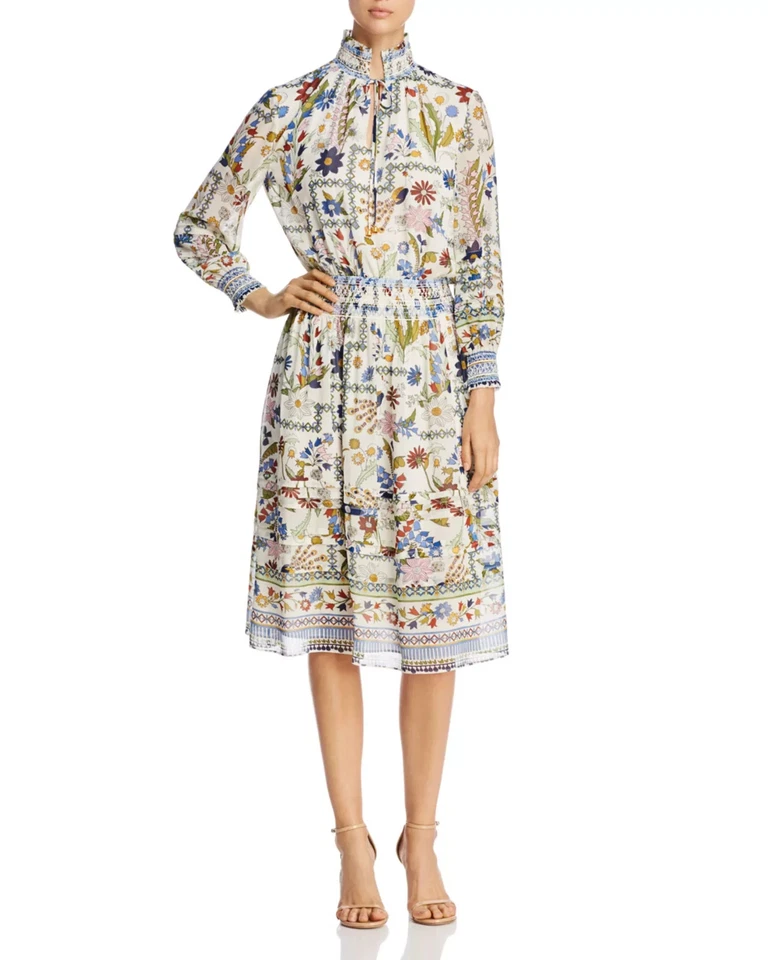 Women's Tory Burch Waverly Floral Print Silk Midi Dress Size 2 - Image 3 of 4