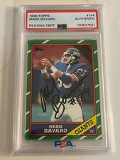 1986 Topps – Mark Bavaro Rookie Card #144 Auto Signed PSA. rookie card picture