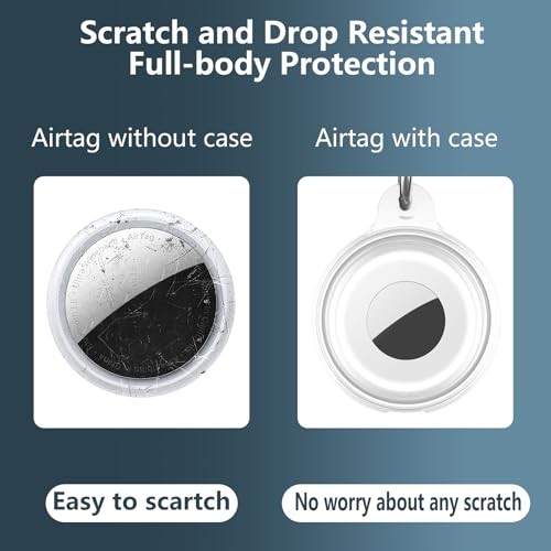 2 Pack IPX8 Waterproof Compatible with AirTag Keychain Holder Black/Clear