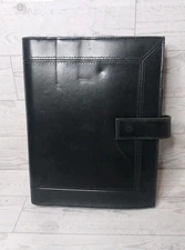 Day-Timer Organizer Planner Binder Cover Black Faux Leather 7-Ring Snap Framed