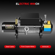 12v Electric Winch Steel Cable 8000lbs For Truck Trailer Pickup Wireless Remote