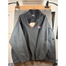 Time Out Pepsi Fleece Pullover Mens XL Black Vintage 1/4 Zip Made in USA 583