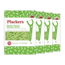 Plackers Back Teeth Micro Mint Dental Flossers, Delicious 75 Foot Pack of 4