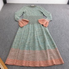 Ulla Johnson Sweater Dress Womens XL Green Colorblock Maxi Bell Sleeve Knit