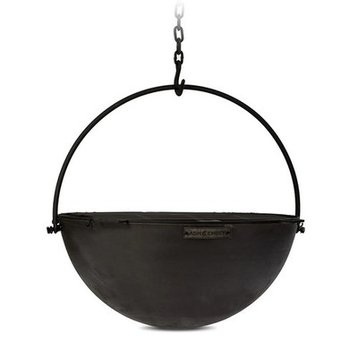 Ash & Ember 42'' Cast Iron Cauldron Fire Pit Bowl with Double Hinged Grate