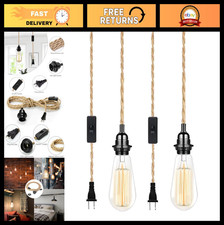 15FT Industrial Pendant Light Cord - Plug-in Hanging Fixture with Switch for Hom