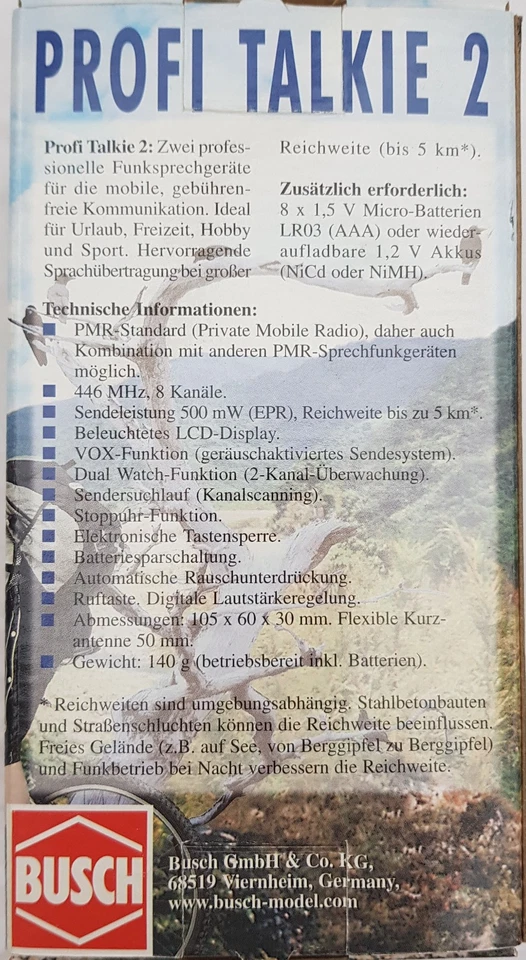 Busch Profi Talkie 2 - Walkie Talkie - 2 Funksprechgeräte mit Batterien - Bild 4 von 4