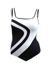 Shape Solver Sport Women's Colorblocked One-Piece Swimsuit 18, Black/White 
