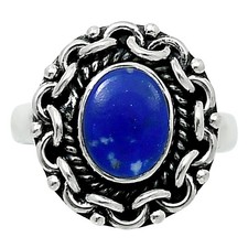 Natural Lapis Lazuli 925 Sterling Silver Ring Size 6 Blue Gemstone Jewelry