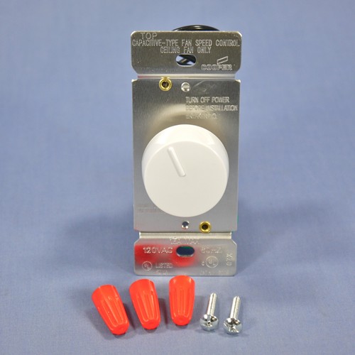 Cooper 6008W-K-C White 1-Pole Rotary Ceiling Fan 3-Speed On/Off Control 1.5A - Picture 3 of 5