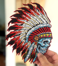 Skull Indians USA Native devil Scary Symbol Embroidery Iron-on Sew-on patches