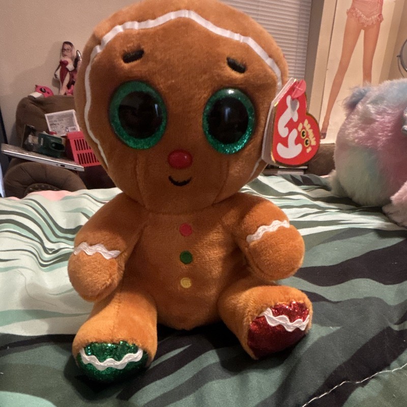 Ty Beanie Boos Gingerbread Man Plush Stuffed Animal w/ Heart Tag 2017