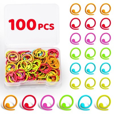 Jmuiiu 100pcs Metal Stitch Markers, Spiral-Shaped Stitch Markers for Crocheti...