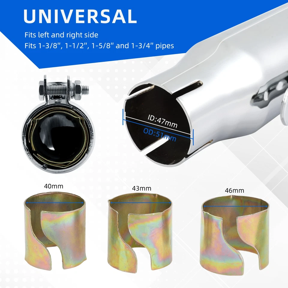 2pcs Exhaust Muffler Silencer Pipe For Suzuki VL 125 800 1500 Intruder Bobber - Image 4 of 4