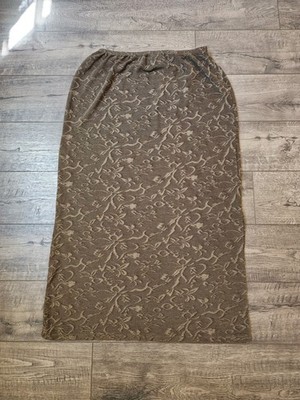 Jaclyn Smith Classic Womens Size Large Maxie Long Skirt Olive Green Textured  