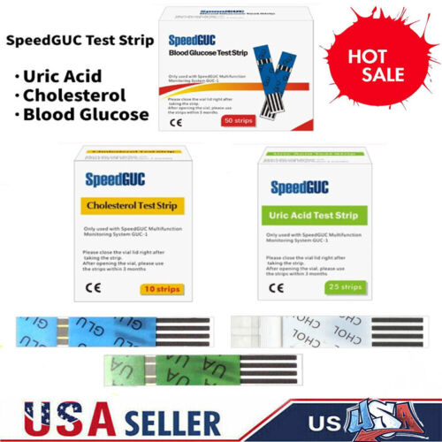 Uric Acid Test Strip Cholesterol Strips Blood Glucose Test Strips SpeedGUC US! - Picture 1 of 9