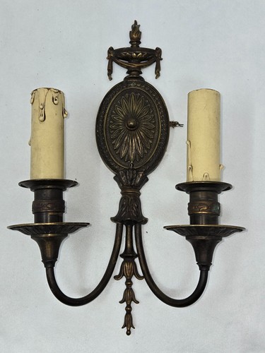DE COLECCIÓN ADORNADO BRONCE ELECTRIFICADO 2 BRAZOS APLIQUE DE PARED LUZ DISEÑO ANTORCHA SUPERIOR - Imagen 1 de 8
