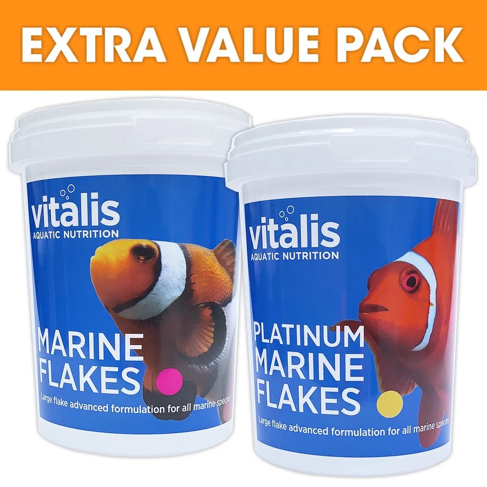 Vitalis Platinum Marine & Marine Flake 40g Twin Pack Reef Aquarium Fish Food