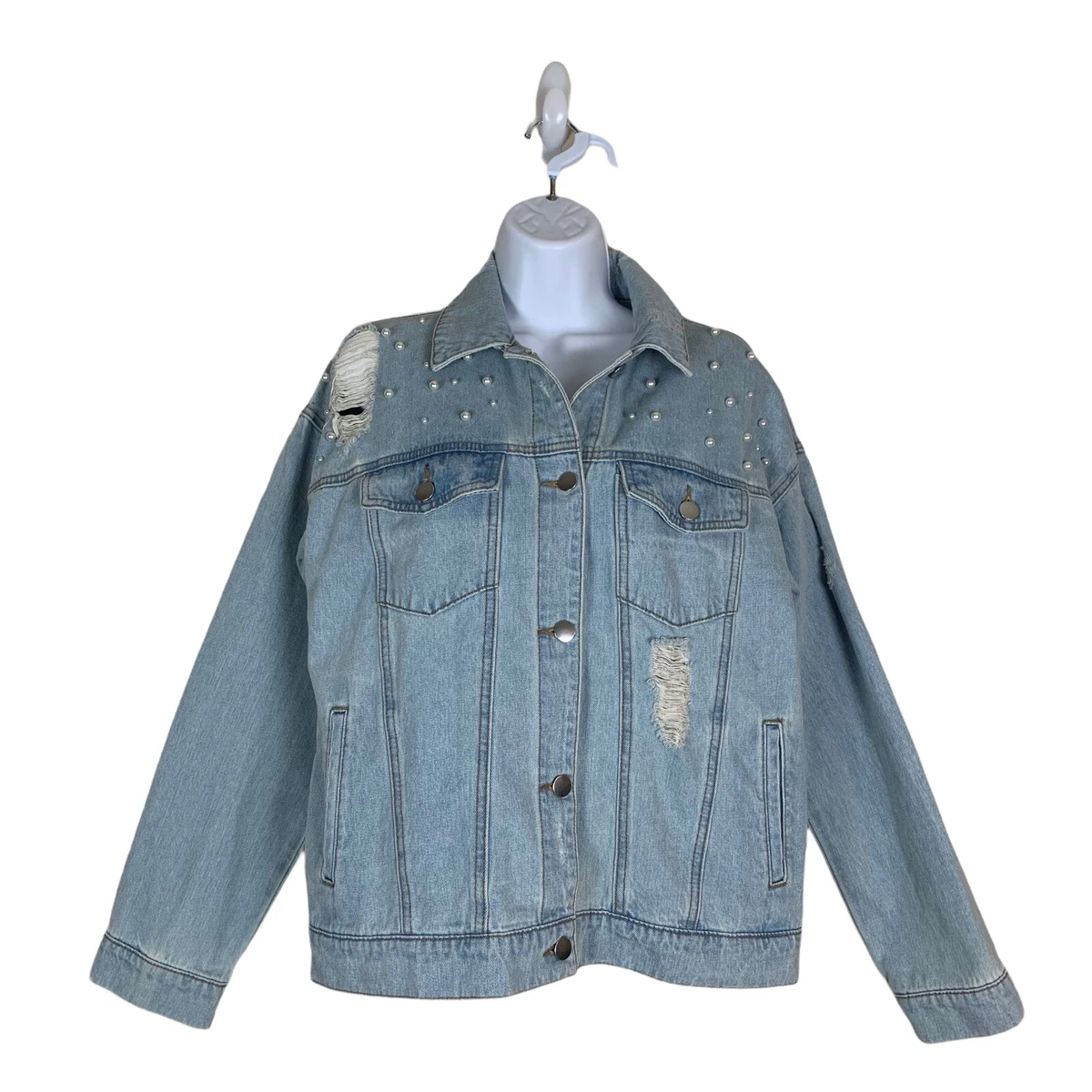 Forever 21 distressed denim hotsell jacket