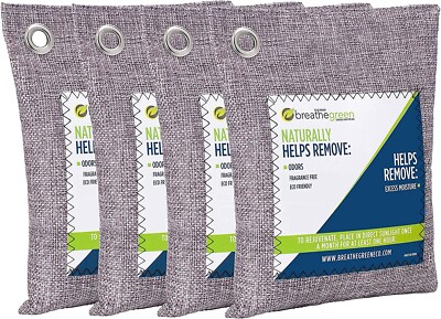 Bamboo Charcoal Odor Eliminator Bag (4-Pack), Activated Charcoal Odor Absorber