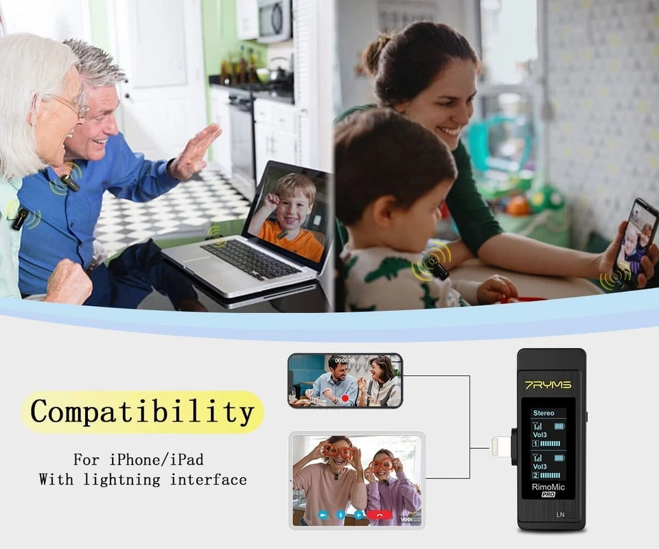 7RYMS RimoMic Pro UC 2.4G Dual Channel Lav Microphone for Smartphone Laptop - Image 3 of 4