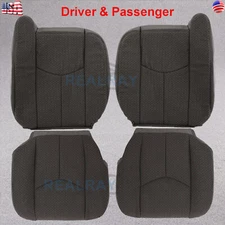 For 2003-2007 GMC Sierra Driver & Passenger Bottom & Top Cloth Seat Cover Gray