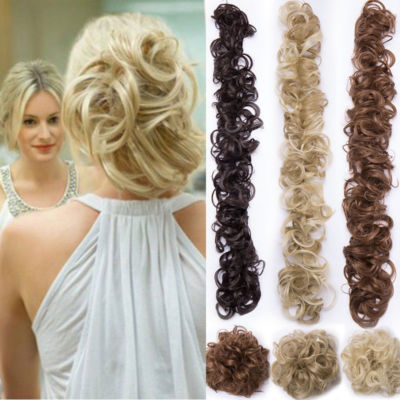 Au Messy Bun Hair Extensions Bun Real Long Pony Tail Elastic