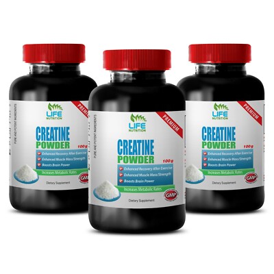 boost brain function - Creatine Powder 100g - cardiovascular health 3 Bottles