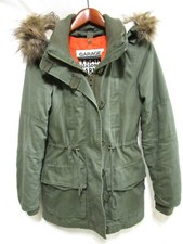 Garage Transeasonal Parka Removable Liner Faux Fur Lined Hood Green Coat Sz Xs