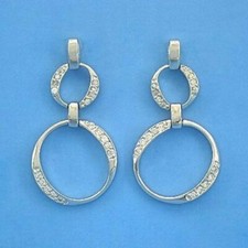 E331 Sterling Silver Sparkling Cubic Zirconia Dangling Earrings New Solid 925
