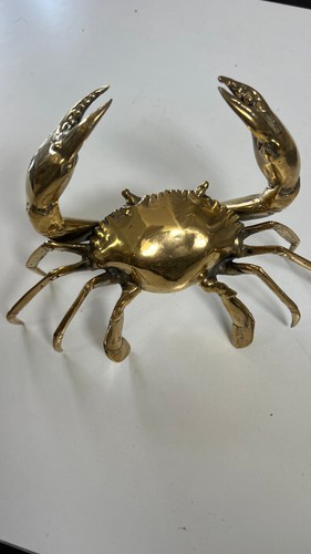 MUD CRAB solid hollow brass aged heavy decoration 25 cm hand made statue B - Picture 2 of 9
