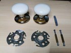 <!--F#f_0-->White Gainsborough Interior Classic Ceramic Door Knob Set, Gold Baseplate, Screw<!--F/-->
