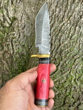 8” HANDMADE DAMASCUS STEEL HUNTING SKINNING FIXED BLADE KNIFE SURVIVAL CAMPING
