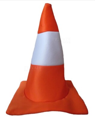 Erwachsene orange Straßenverkehr Kegel Hut Unisex Party Kostüm Hirsch/Henne 