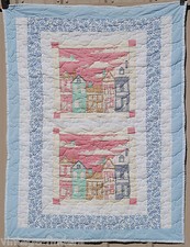 Machine Sewn 48" x 37" Baby Crib Quilt Quilted Lap Blanket Multi-Colored